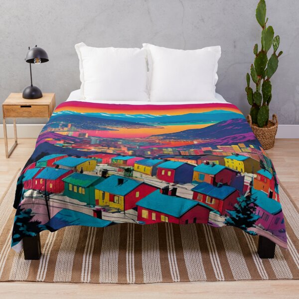 Item preview, Norwegian City Overlooking Snowy Valley and Aurora designed and sold by GrizzlyCollective.