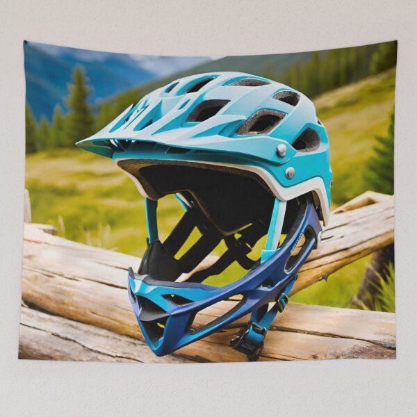 Item preview, MTB Helmet on a Mountain Fence designed and sold by GrizzlyCollective.