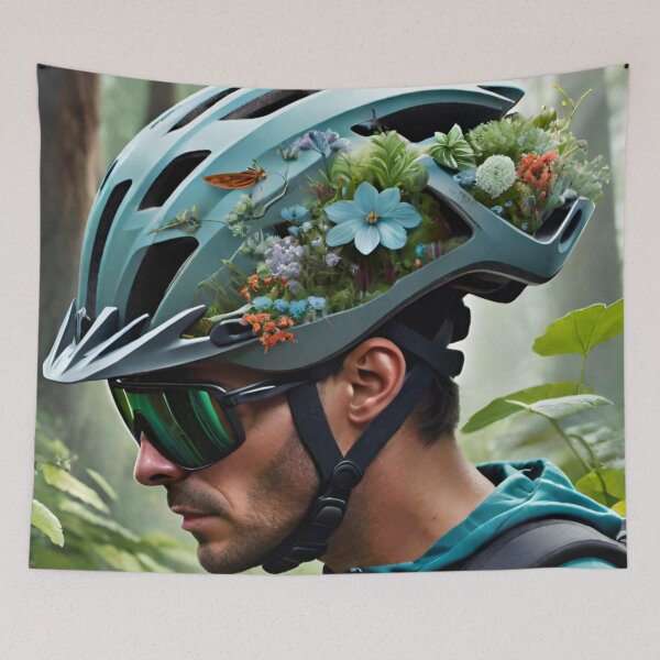 Item preview, Futuristic Floral MTB Helmet Design designed and sold by GrizzlyCollective.