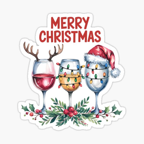 Item preview, Wine Glasses Design Merry Christmas designed and sold by artnbrands.