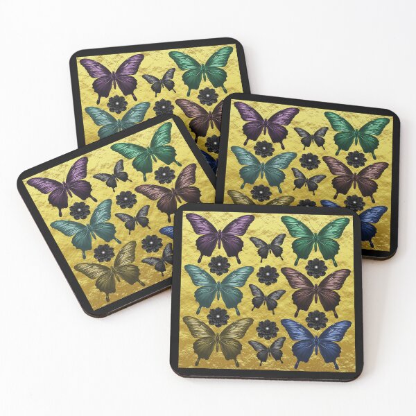 Item preview, Metallic butterflies and black flowers designed and sold by Topmel.