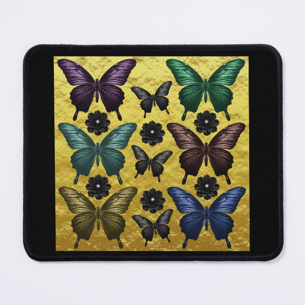 Item preview, Metallic butterflies and black flowers designed and sold by Topmel.