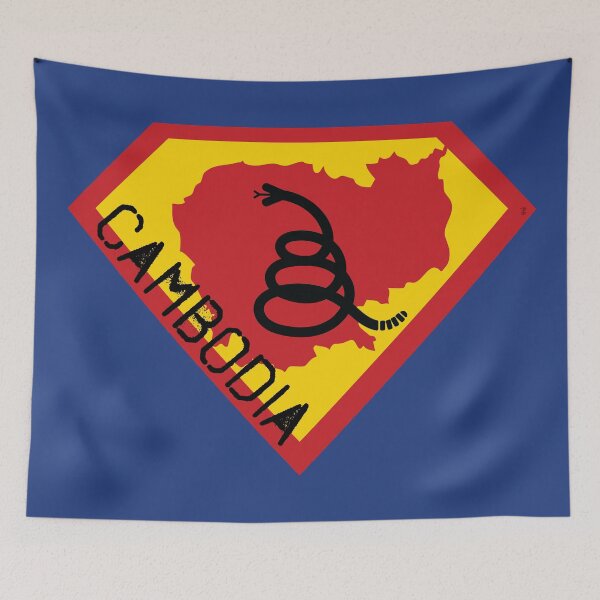 Item preview, CAMBODIA Spell Out - Freedom Is The Superpower - Modern Gadsden Snake Flag - Dont Tread On Me SUPERHERO design designed and sold by pelagio.