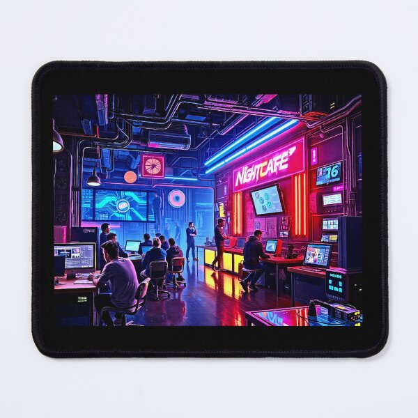 Item preview, NightCafe Tech Café in Neon Lights – Anniversary Celebration Design designed and sold by Earth Nature Creations.