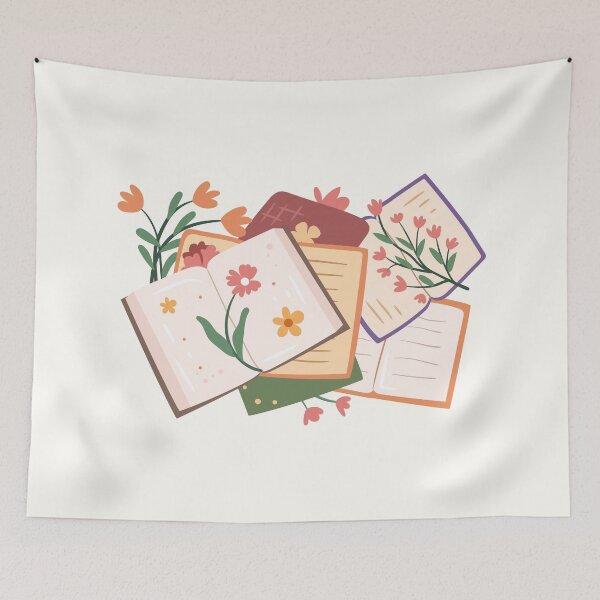 Item preview, floral book pile designed and sold by Neadoodles.