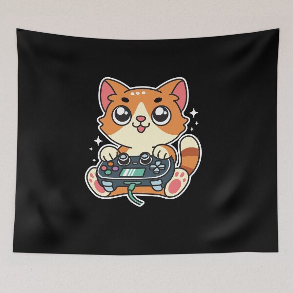 Item preview, Retro Gamer Cat Having Fun Gaming Console designed and sold by NQArtist.