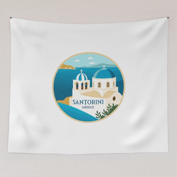 Item preview, Retro Santorini Emblem – Vintage Greek Island Art for Travel Lovers designed and sold by andres felipe  Guevara Rincon.