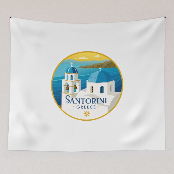 Item preview, Retro Santorini Emblem – Vintage Greek Island Art for Travel Lovers designed and sold by andres felipe  Guevara Rincon.