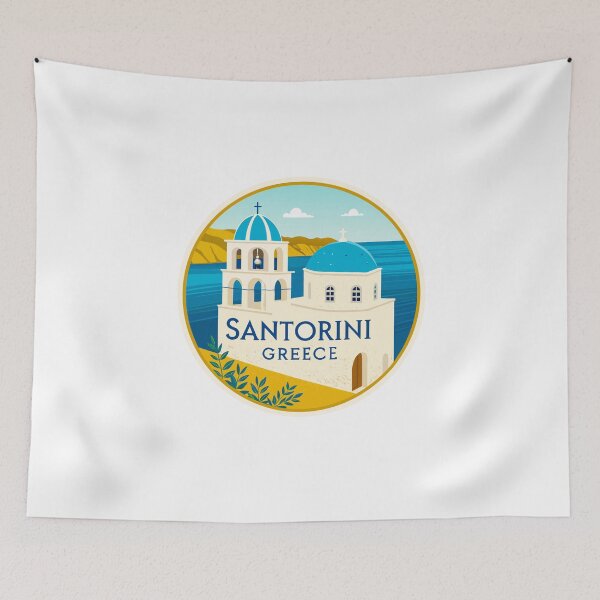 Item preview, Retro Santorini Emblem – Vintage Greek Island Art for Travel Lovers designed and sold by andres felipe  Guevara Rincon.