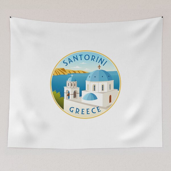 Item preview, Retro Santorini Emblem – Vintage Greek Island Art for Travel Lovers designed and sold by andres felipe  Guevara Rincon.