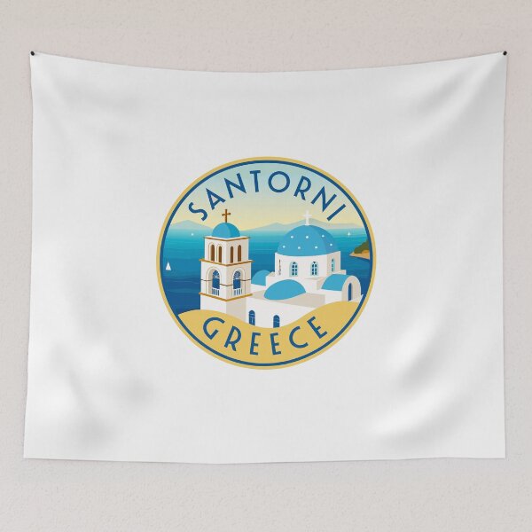 Item preview, Retro Santorini Emblem – Vintage Greek Island Art for Travel Lovers designed and sold by andres felipe  Guevara Rincon.