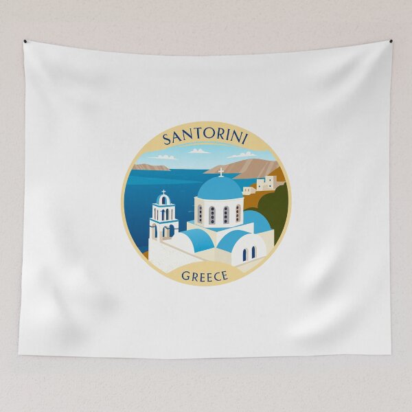 Item preview, Retro Santorini Emblem – Vintage Greek Island Art for Travel Lovers designed and sold by andres felipe  Guevara Rincon.