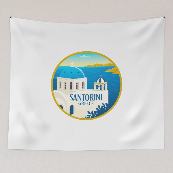 Item preview, Retro Santorini Emblem – Vintage Greek Island Art for Travel Lovers designed and sold by andres felipe  Guevara Rincon.
