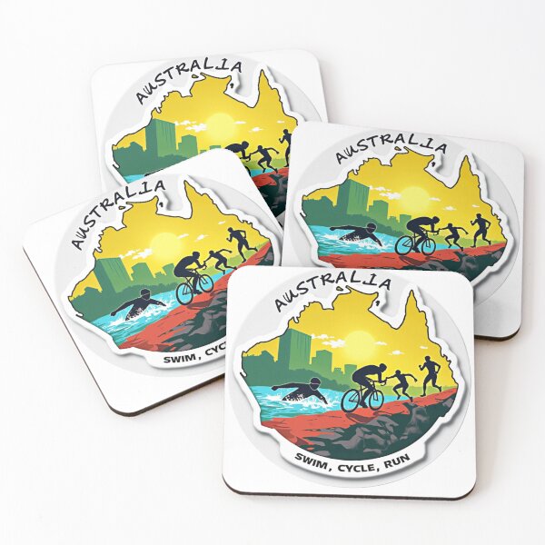 Item preview, Australia Triathlon Illustration – Swim, Bike, Run  designed and sold by Triathlongram.