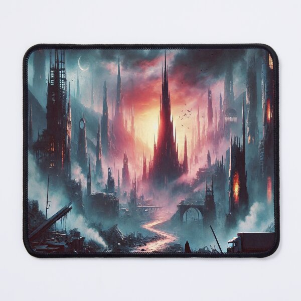 Artikelvorschau, KI-generierte dystopische Fantasy-Landschaft entworfen und verkauft von AI-this-is-AI.