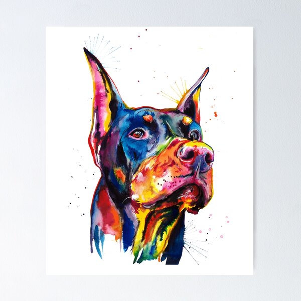 Item preview, Dobermann Colorful Art designed and sold by doodIllustrate.