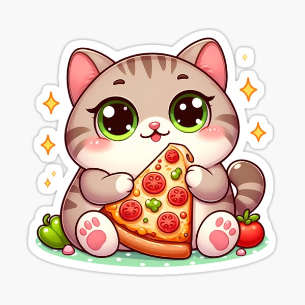 Item preview, Kawaii Kitten Eating Pizza designed and sold by AlienOccupation.