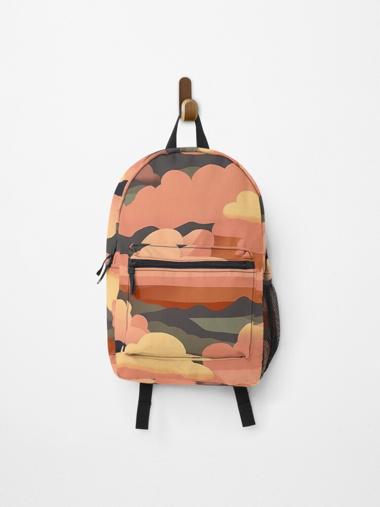 Thumbnail 1 of 3, Backpack, Abstract Orange Sunrise Pattern designed and sold by bubblegoth.