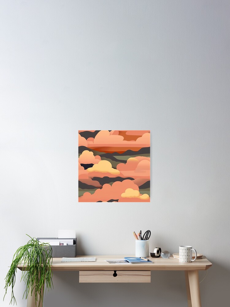 Thumbnail 2 of 3, Poster, Abstract Orange Sunrise Pattern designed and sold by bubblegoth.
