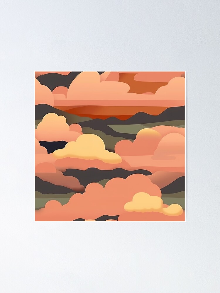 Thumbnail 1 of 3, Poster, Abstract Orange Sunrise Pattern designed and sold by bubblegoth.