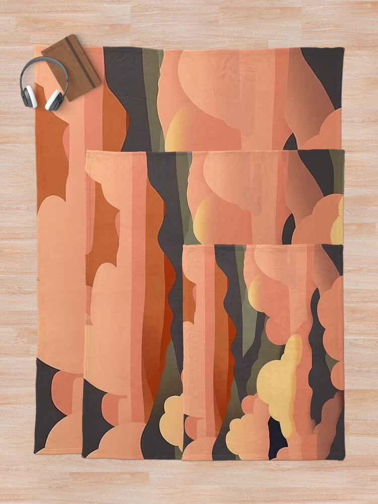 Thumbnail 5 of 6, Throw Blanket, Abstract Orange Sunrise Pattern designed and sold by bubblegoth.