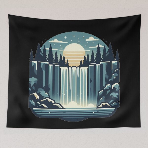 Item preview, Waterfall forest minimalistic designed and sold by Kalpa.
