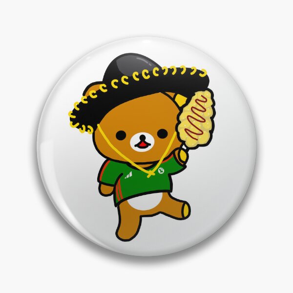Item preview, mexican rilakkuma bear eating corn elote wearing mexico jersey sticker designed and sold by anahehe.