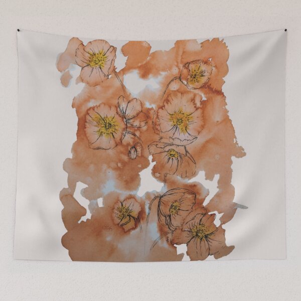 Item preview, Icelandic poppies on watercolor background designed and sold by Pxycrafts.
