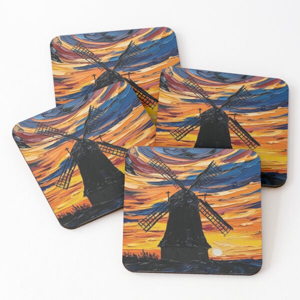 Item preview, A windmill standing tall under a glowing sunset designed and sold by EtCreative.