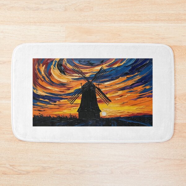 Item preview, A windmill standing tall under a glowing sunset designed and sold by EtCreative.