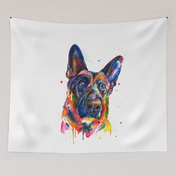 Artikelvorschau, Deutscher Schäferhund Bunte Kunst entworfen und verkauft von doodIllustrate.