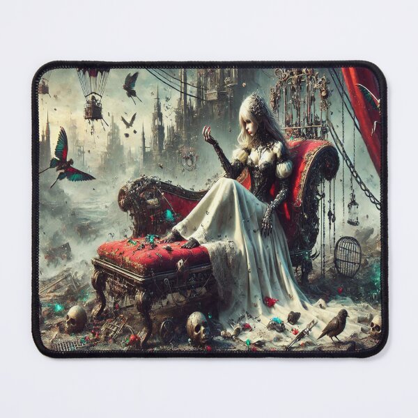 Item preview, AI generated dystopian princess lounging on a chaise designed and sold by AI-this-is-AI.