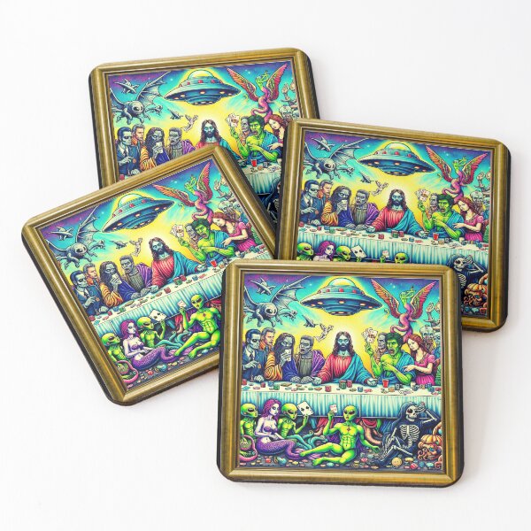 Item preview, Drones, UAPs, Zombie Jesus, and the Elite's Last Supper designed and sold by LivingRoomZoo.