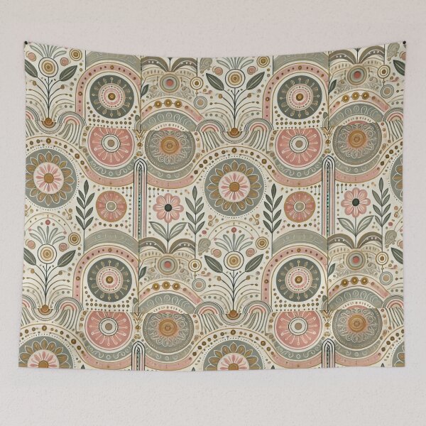 Item preview, Seamless Boho Pattern | Elegant Lines, Dots, and Circles in Soft Pastels designed and sold by DEEPDesignsART.
