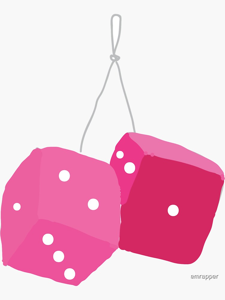 "Pink Fuzzy Dice" Sticker by emrapper Redbubble