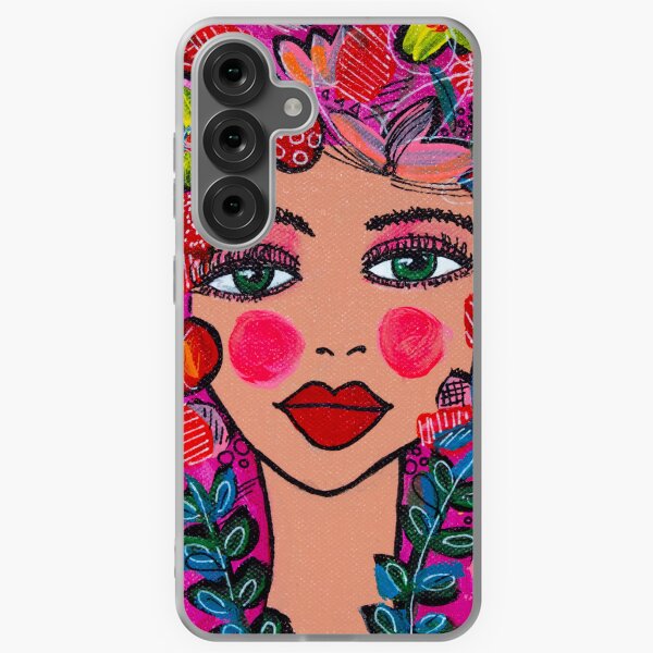 Item preview, Colour pop – Bright and funky florals and face  designed and sold by Kim Bredius Art.