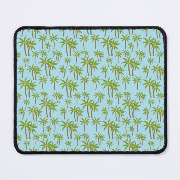 Item preview, Tropical Green Coconut palms all over on aqua blue background  designed and sold by PrettywithColor.
