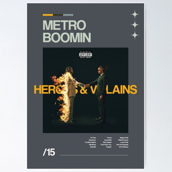 Item preview, Metro Boomin 'Heroes and Villains' Album Poster designed and sold by 070ASHR.