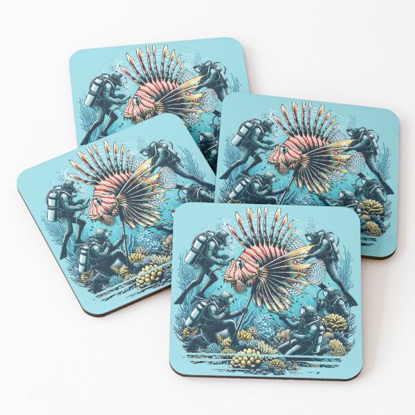 Item preview, Divers Remove Invasive Lionfish Threat designed and sold by EcoArtShop.