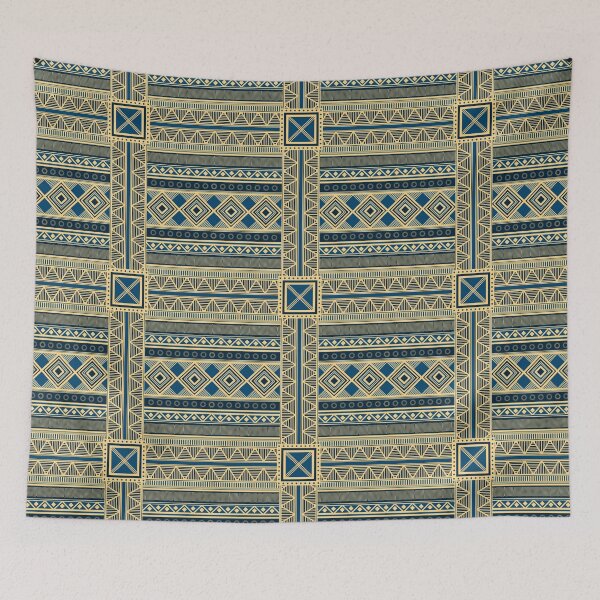 Item preview, African Geometrical Blue & Gold Mali Pattern designed and sold by FreiherrPK.