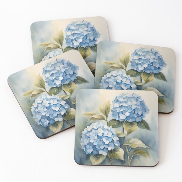 Item preview, Blue Hydrangea watercolour blue background designed and sold by SerenebySL.
