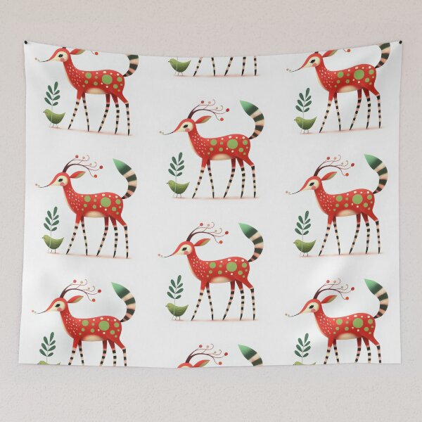 Item preview, A whimsical illustration of adorable red antelopes designed and sold by Beyondnote-Art.