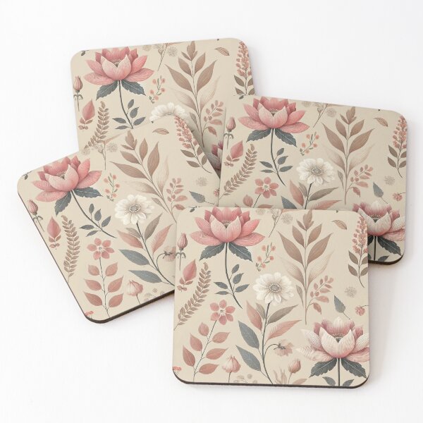 Item preview, Flower Floral Bouquet Pink Beige Green Peony Lilly Mimosa Daisy Lilac Lotus Leaves  designed and sold by TheTimeTaxi.