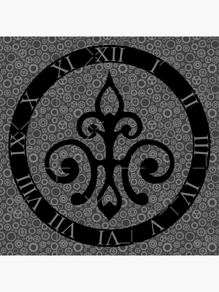 Clockwork Flur de Lis - Black and Grey by Sarinilli