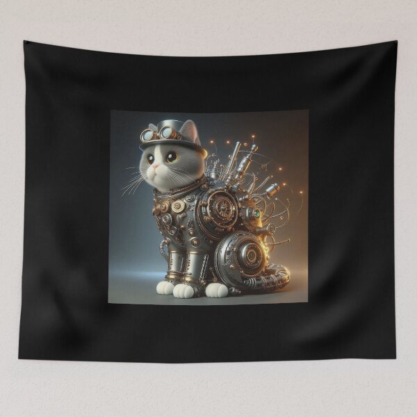 Item preview, Steampunk Cat Gears Cogs clockwork, Clock, Kitty Vintage Antique Mechanical Engineer designed and sold by TheTimeTaxi.