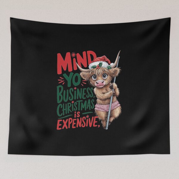 Item preview, Christmas Highland Cow Art - “Mind Yo Business” designed and sold by love3617.
