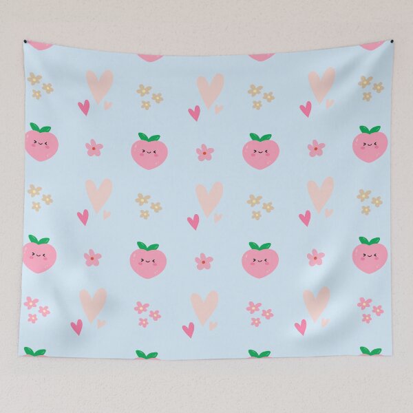 Item preview, cute peach pink heart in blue pastel designed and sold by HoneyBlizz.