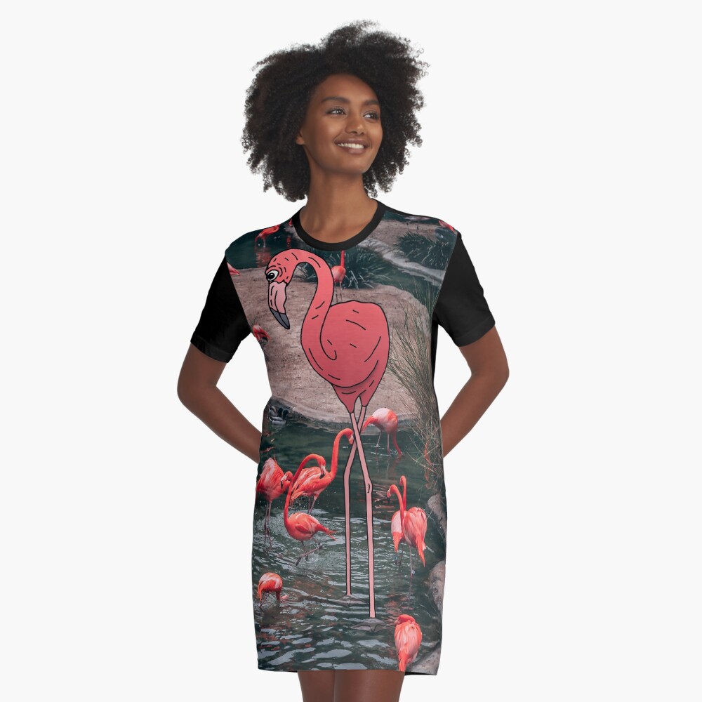 Flamingo Graphic T-Shirt Dress