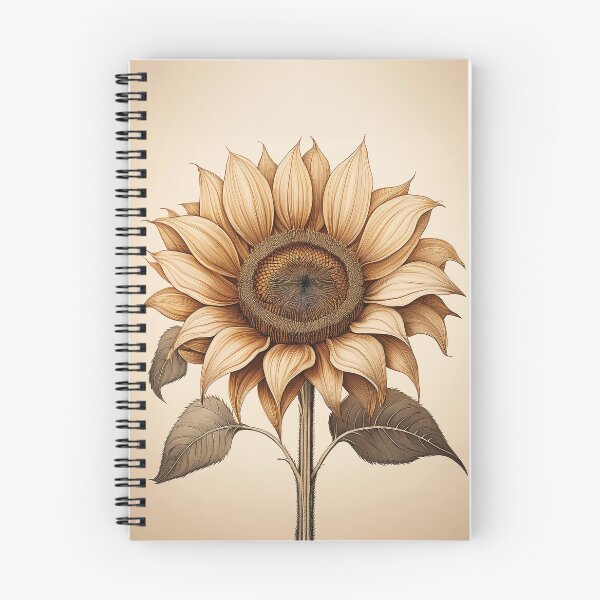 Item preview,  A single sunflower sketched with anatomical precision, showing intricate details of the petals. designed and sold by HEMRO.