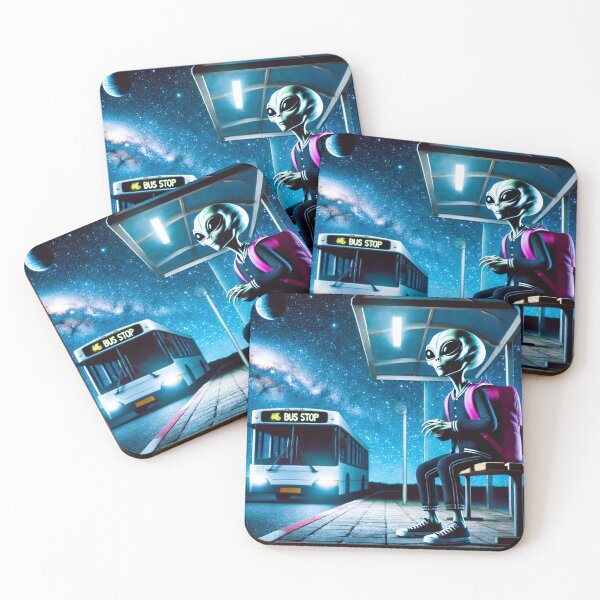 Item preview, Alien student waiting for bus in space designed and sold by Dogandesighn.